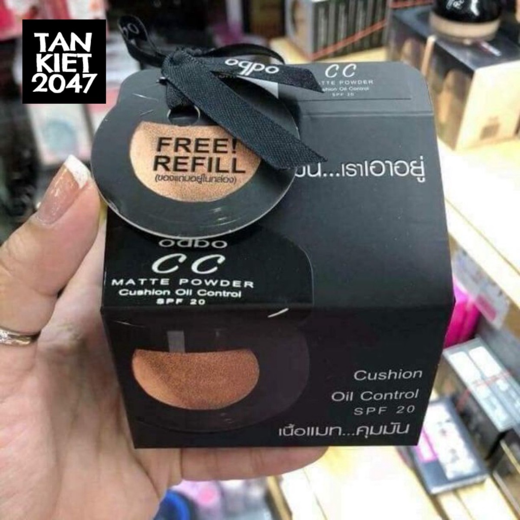 Phấn nước kiềm dầu CC Odbo Cushion Matte Powder Oil Control Thái Lan 14g - Kèm lõi 21.Tone trắng sáng