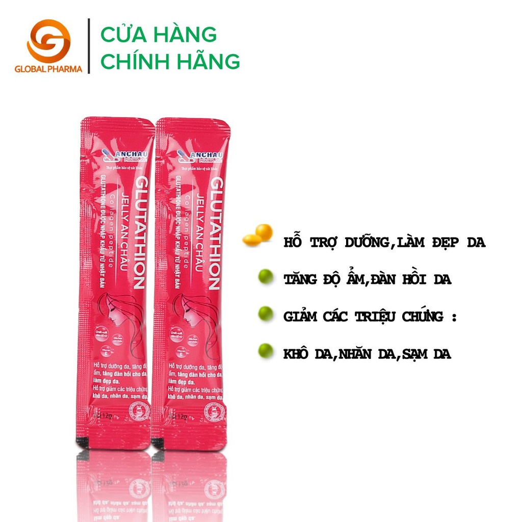 THẠCH COLLAGEN GLUTATHION JELLY AN CHÂU - Hỗ trợ dưỡng da, tăng độ ẩm, tăng đàn hồi cho da, làm đẹp da - Hộp 20 túi