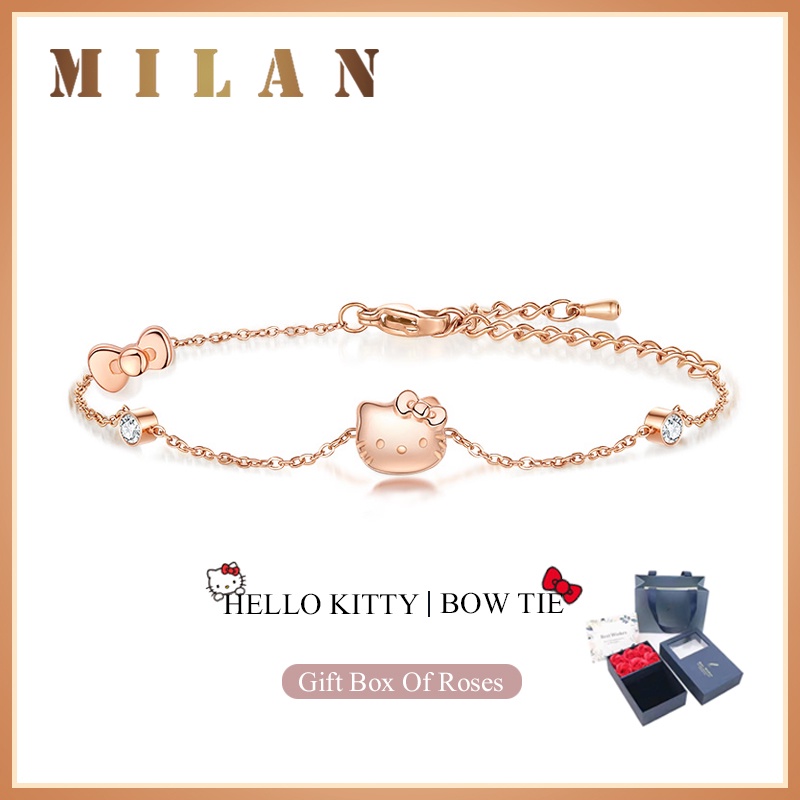Vòng Đeo Tay Thép Titan Nhẹ Hình Hello Kitty Màu Vàng Hồng Đơn Giản Sang Trọng Làm Quà Tặng Sinh Nhật Cho Bạn Gái