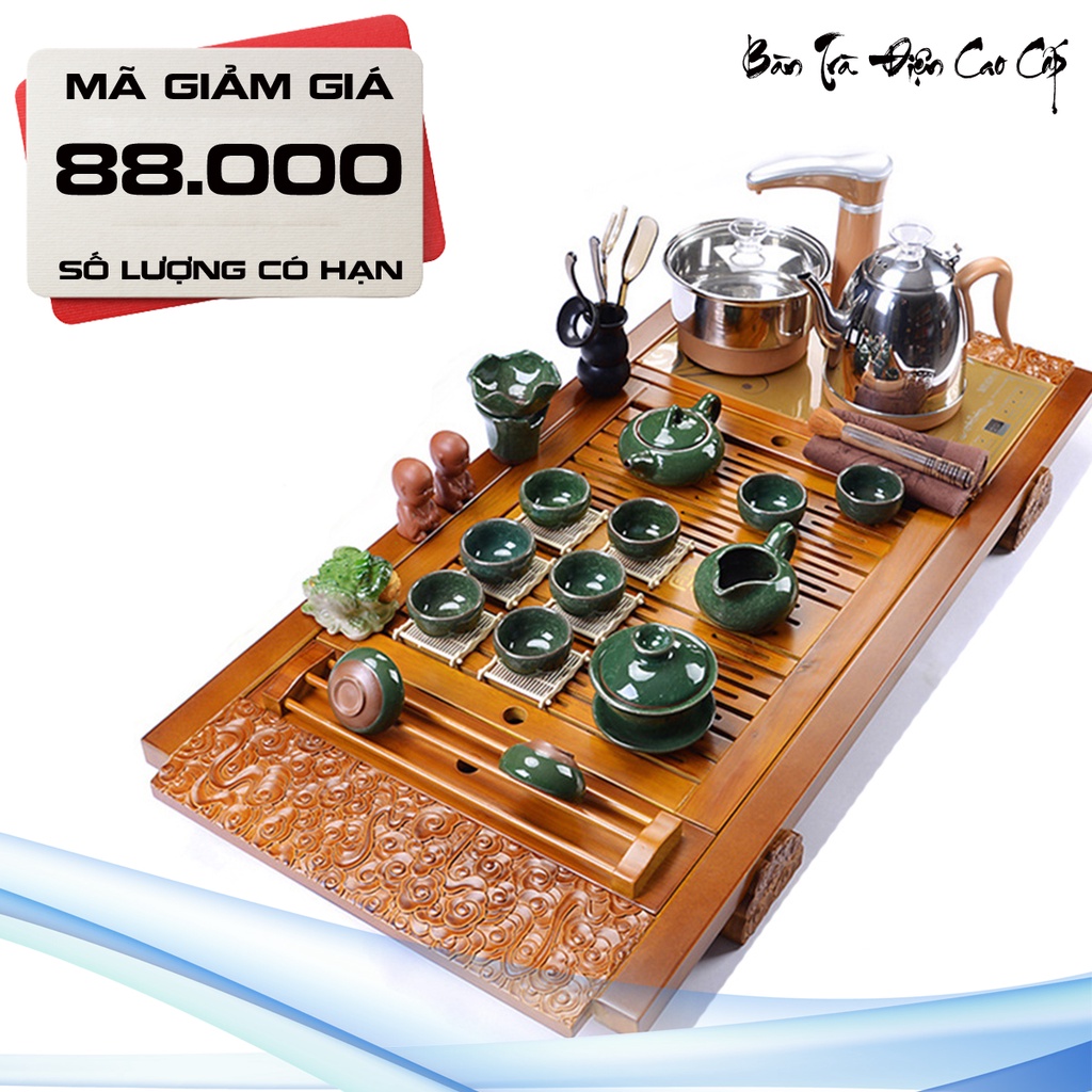 Bộ bàn trà điện đa năng thông minh mẫu mới 2020 - Bàn hoa vàng