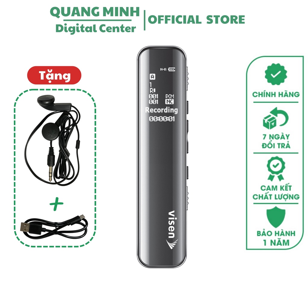 Máy ghi âm Visen IC-VS668 16GB, thời gian ghi âm liên tục 825 giờ, thiết kế nhỏ gọn chắc chắn bảo hành 24 Tháng