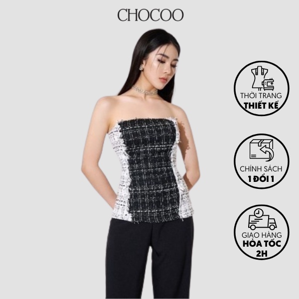 Áo kiểu nữ CHOCOO Emery Top thiết kế cúp ngực chất dạ tweed cao cấp