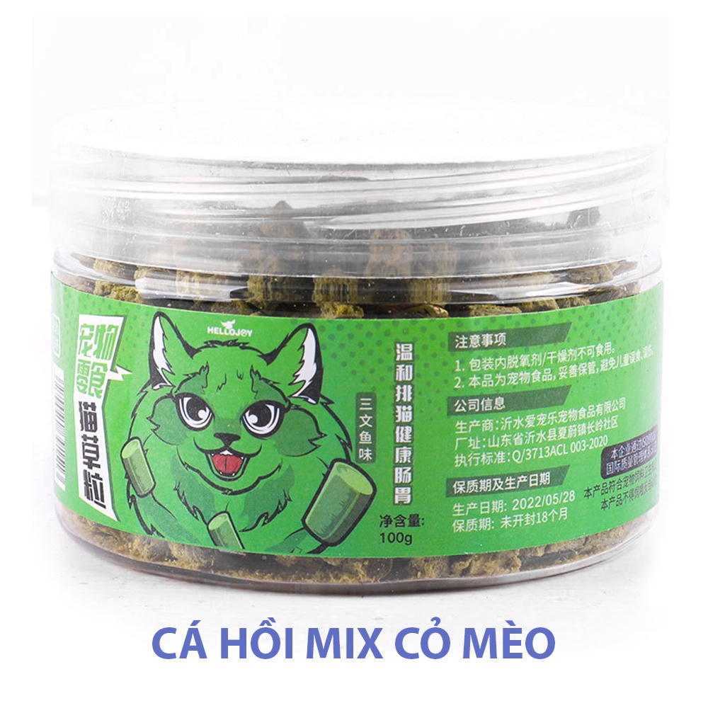 Thức ăn đông khô thịt gà viên,bò viên, cá hồi viên mix canip cho mèo Hello Joy  100g