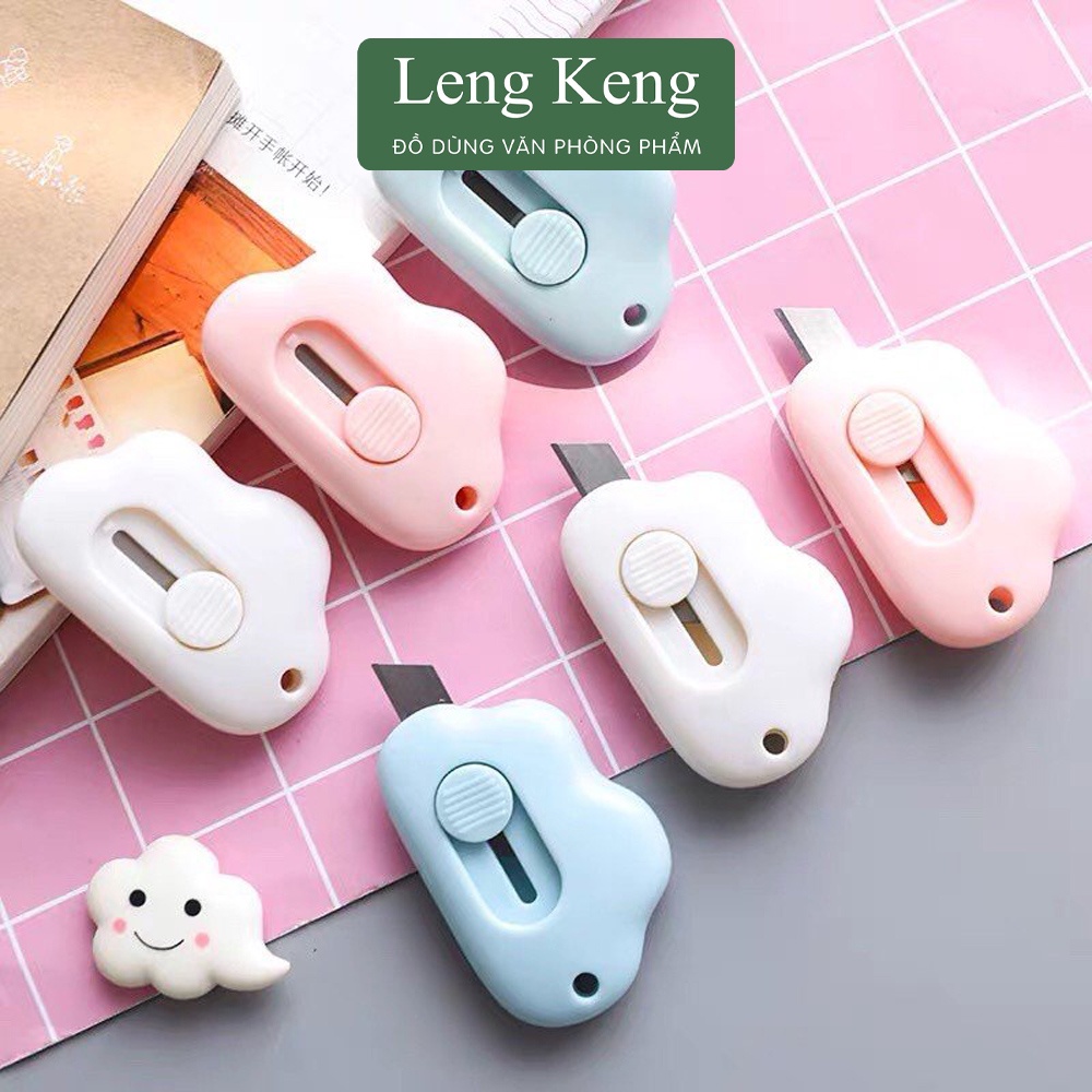 Dao rọc giấy mini hình đám mây văn phòng phẩm Leng Keng làm móc khóa siêu tiện lợi