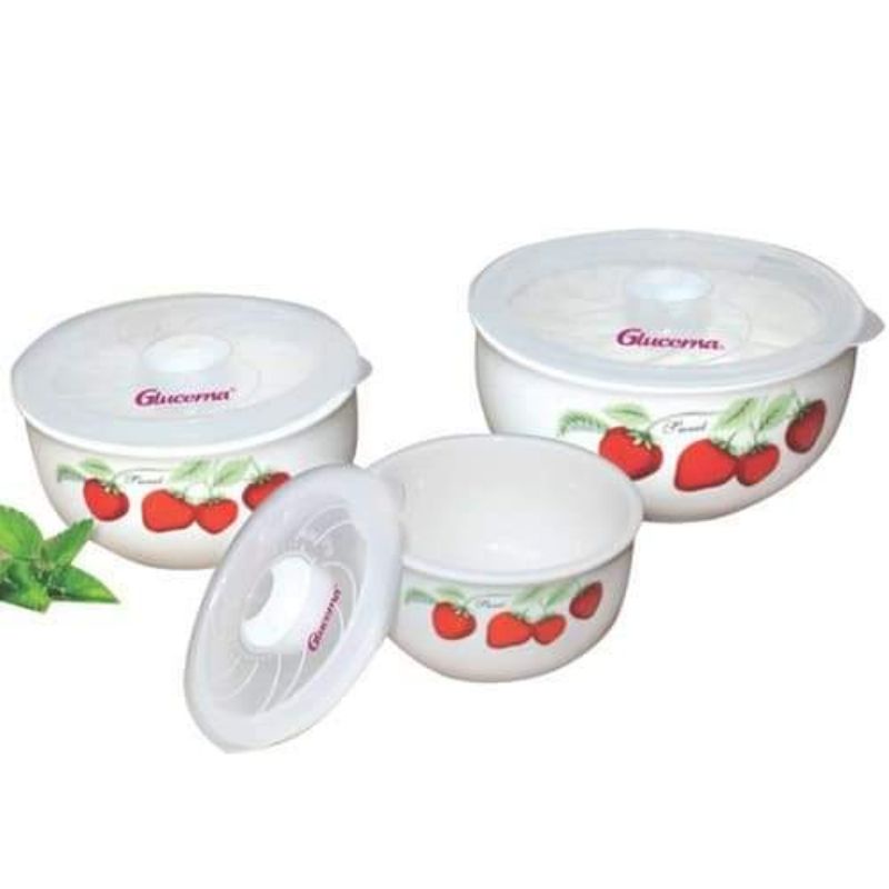 Bộ 3 thố sứ có nắp cao cấp Glucerna