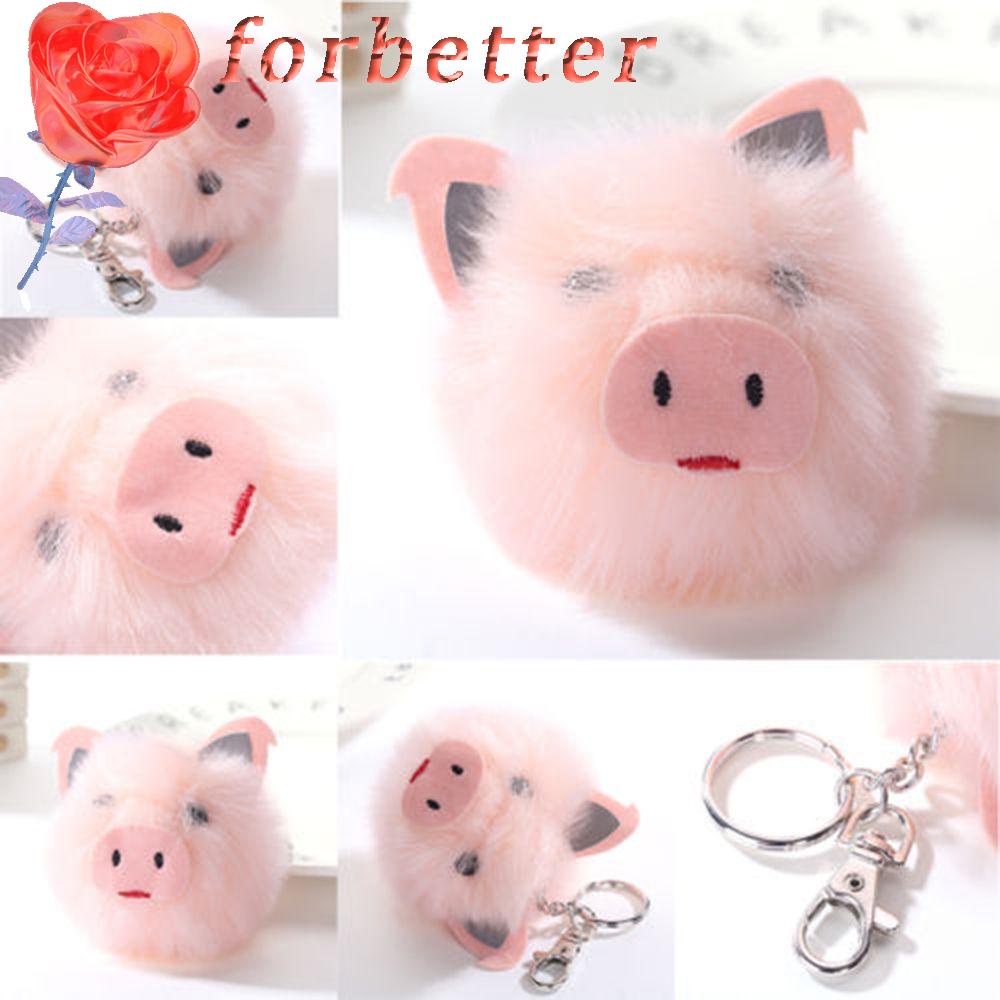 FORBETTER Key Chains Pig Rabbit Fur Ball Plush Chains Bag