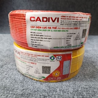 Cuộn dây cáp điện đơn cadivi cv 1.25 1.5 đồng nguyên chất chính hãng giá cuộn 100m