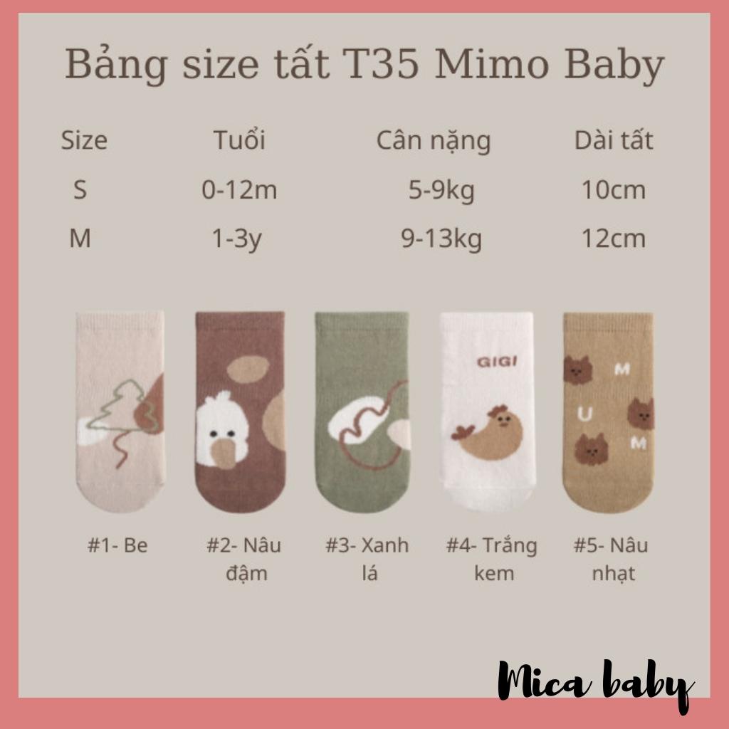 Tất vớ cao cổ hình hoạt hình chống trơn trượt phong cách Hàn Quốc đáng yêu cho bé T35 Mica baby