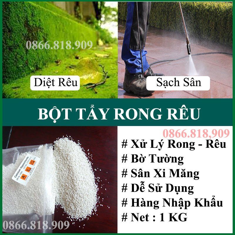 Bột tẩy rong rêu cho sân xi măng..Hiệu quả