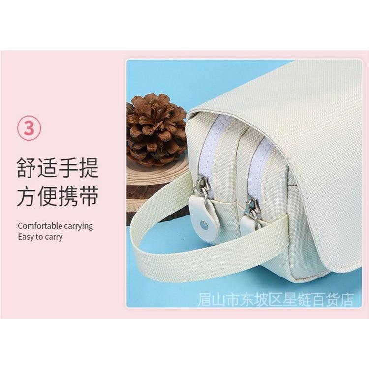 ★Genshin Impact★Túi Đựng Bút Hai Lớp Họa Tiết Hoạt Hình Paimon/Zhongli/ Keqing