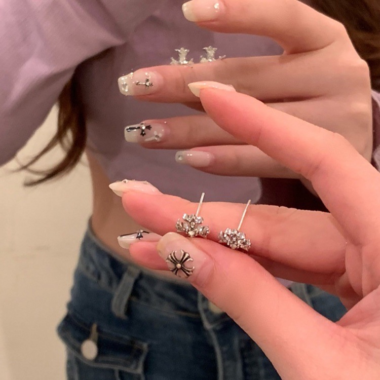 Bông tai dành cho nữ mạ bạc 925 thiết kế mặt hình thánh giá siêu cá tính bao ngầu phong cách Âu Mỹ Boho