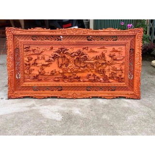 Tranh treo tường đồng quê gỗ hương kt 127cmx67cm dày 4cm hàng đẹp