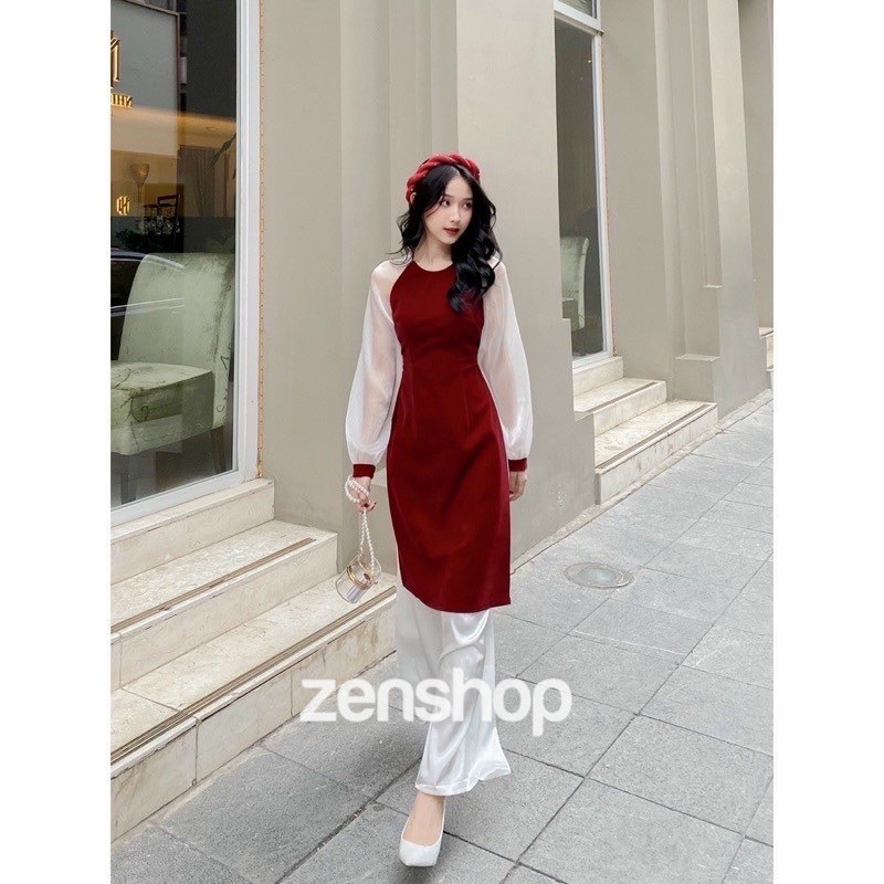 Set cách tân nữ dài tay phối với tone màu đỏ sáng da dành cho các tình yêu diện đi chơi, chụp ảnh đều rất xinh