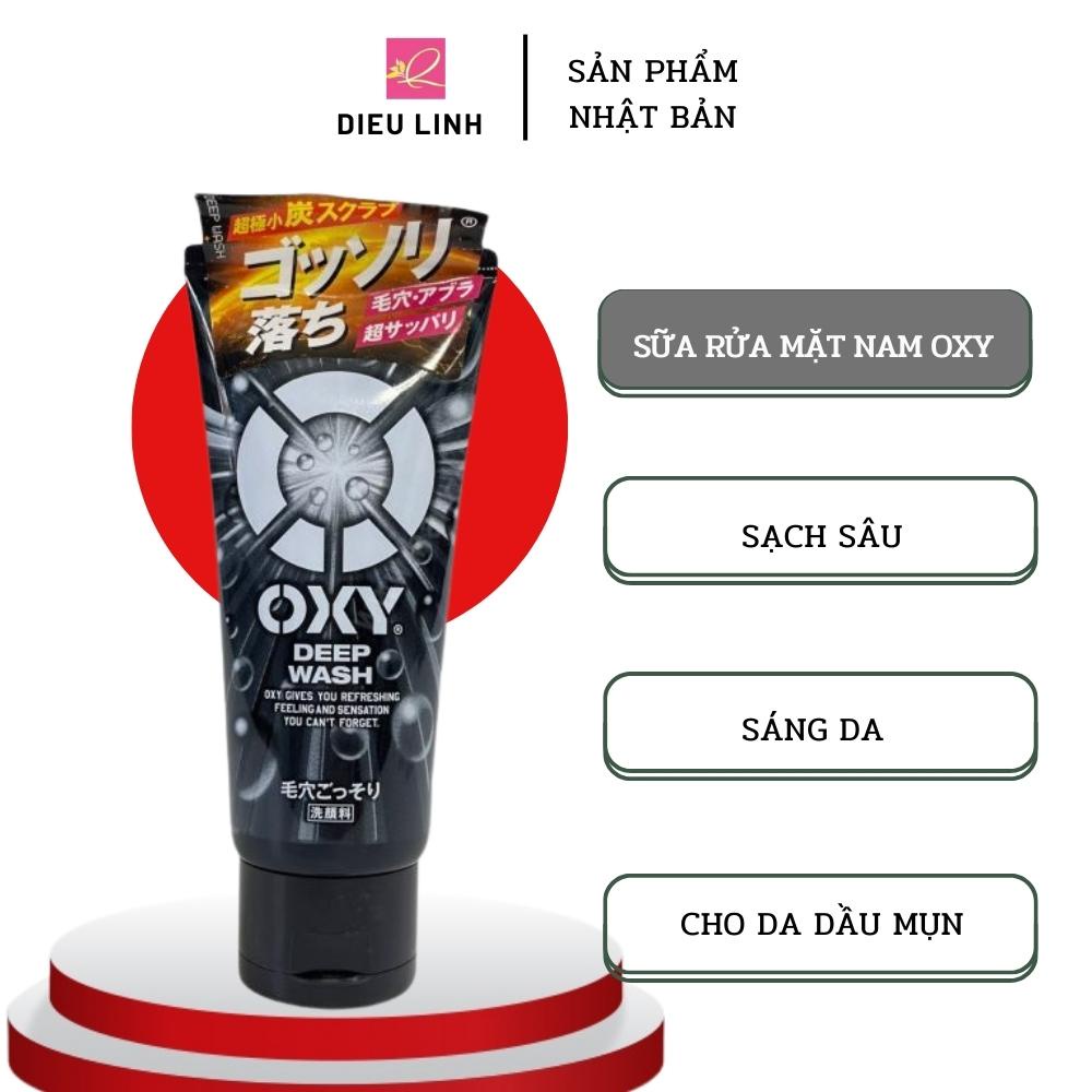 Sữa rửa mặt nam Oxy Deep Wash 130g sạch sâu đánh bay nhờn ngừa mụn sáng da Nhật Bản