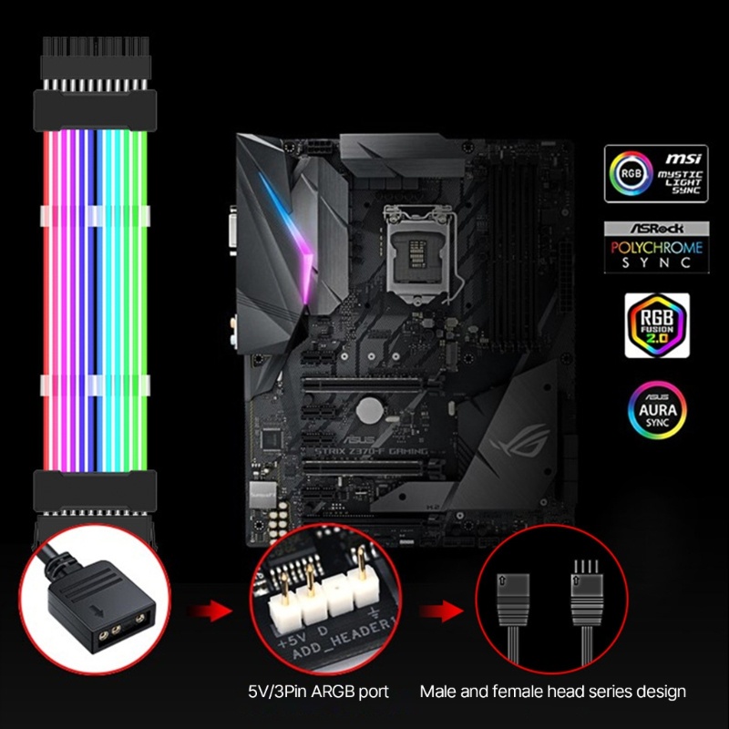 Dây Cáp Nối Dài Nguồn ARGB PSU 8Pin 24Pin GPU Dual Three Chất Lượng Cao