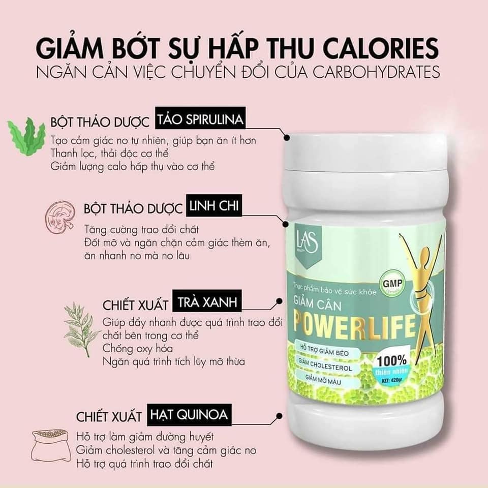 Sữa tảo giảm cân POWERLIFE hủ nhỏ 260gr LAS BEAUTY