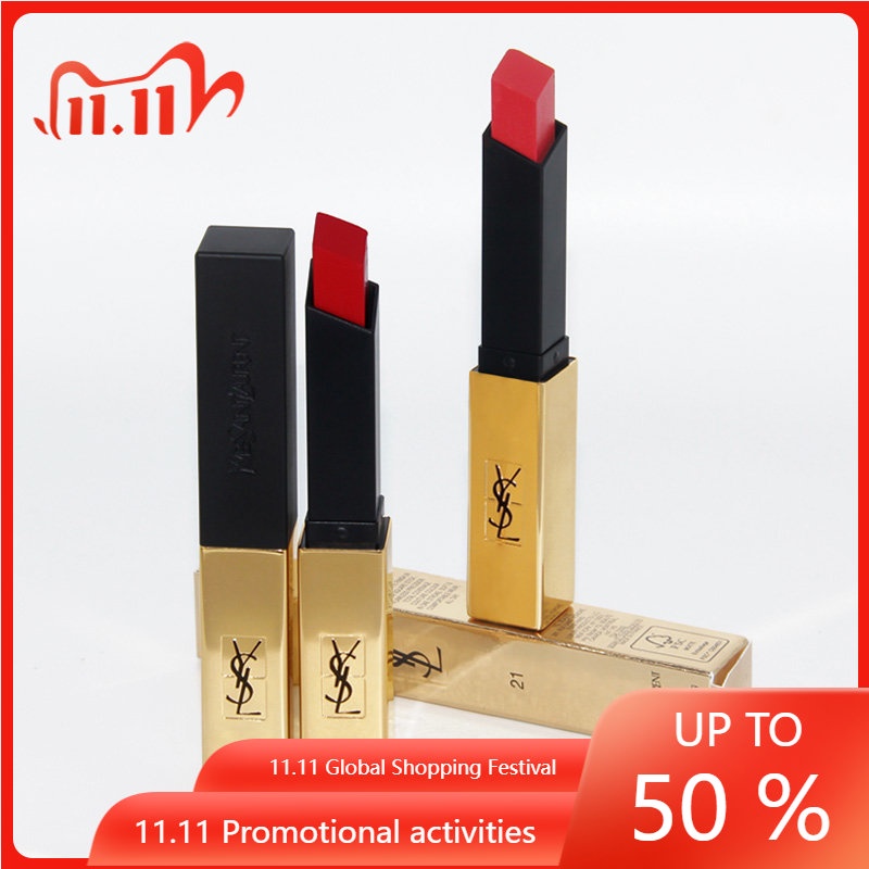 Yolo ❤ YSL/Saint Laurent small gold bar lipstick thin tube matte retro red 21 high-end carrot 28 lipstick lip gloss