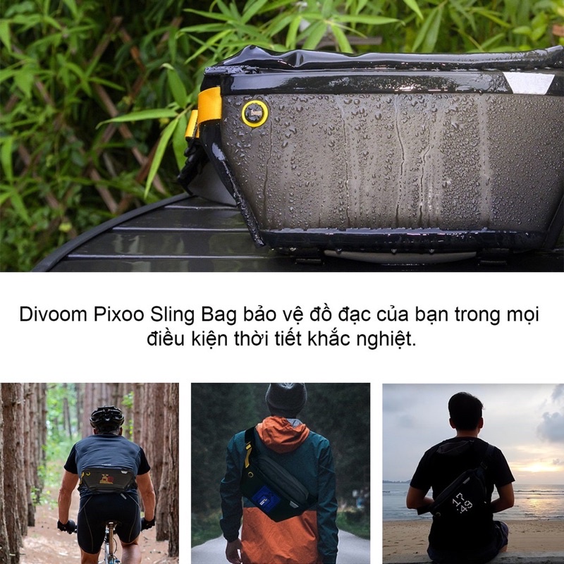 Túi đeo chéo Divoom Pixoo Slingbag hiển thị màn hình Led, tích hợp app Divoom chính hãng Bh 12 tháng
