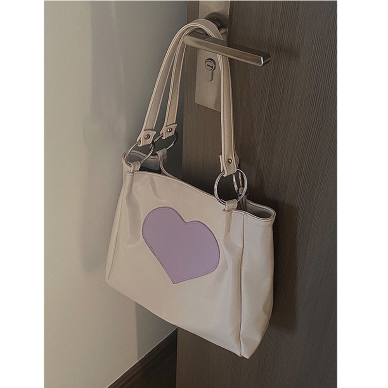 Túi Đeo Vai Bằng Da PU Hình Trái Tim Dễ Thương Phong Cách Lolita