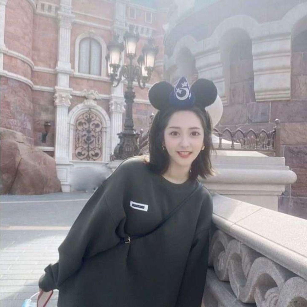 Băng Đô Cài Tóc Hình Tai Chuột Mickey / Mặt Trăng / Ngôi Sao Bằng Vải Lông Thời Trang Hàn Quốc