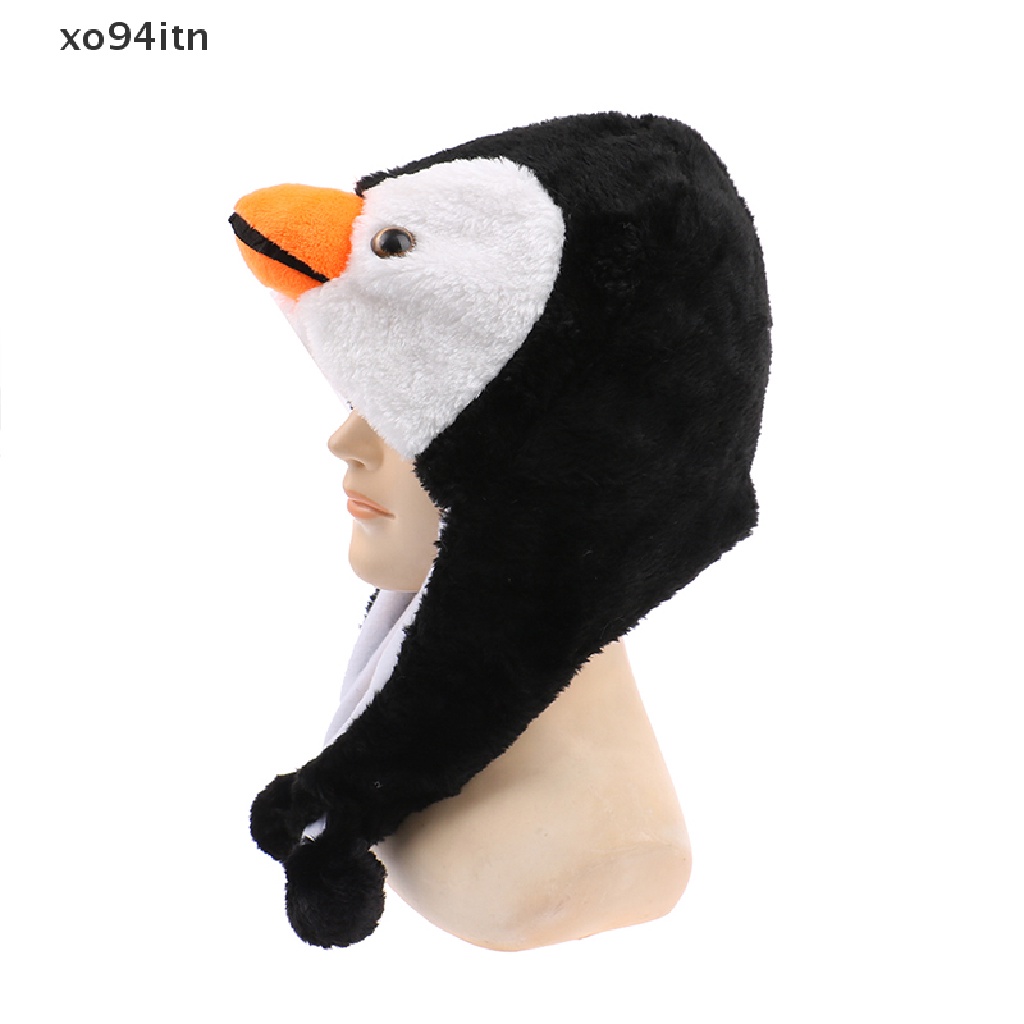 1 Mũ Giữ Ấm Hình Chim Cánh Cụt Hoạt Hình Nhồi Bông Đáng Yêu