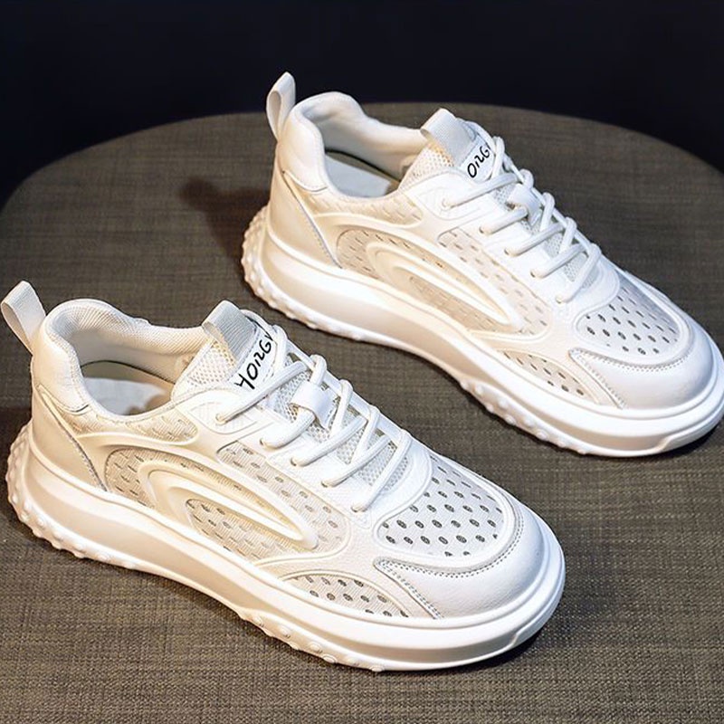 One Giày Thể Thao Trắng Đế Dày Phối Lưới Thoáng Khí Thời Trang Cho Nữ