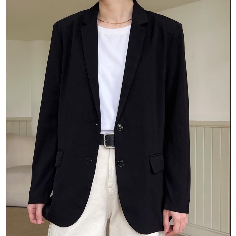 Áo blazer nữ áo vest nữ màu đen Khàn form chuẩn đẹp hai nút bố lụa khoác công sở tay dài 1 lớp phong cách Hàn Quốc
