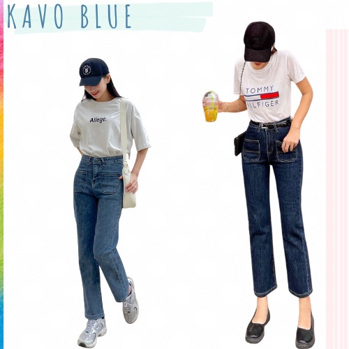 Quần Bò Nữ Ống Đứng KAVO BLUE Quần Jean Túi vuông