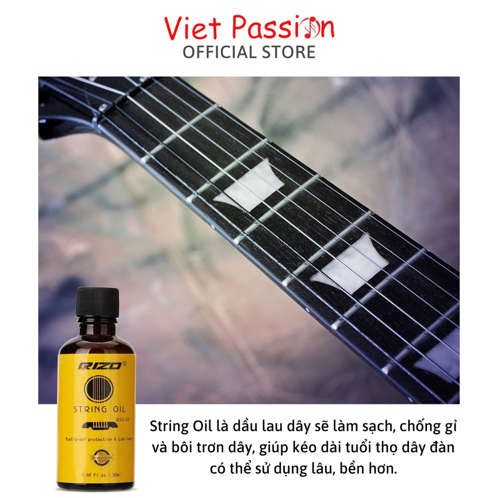 Dầu Oil chống gỉ dây đàn dầu chanh dưỡng ẩm mặt phím guitar làm sạch thùng đàn piano sáp ong Rizo Vietpassion HCM
