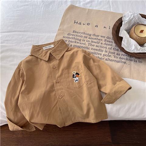 Áo Sơ Mi Trắng Tay Dài Thêu Hình Gấu Phong Cách Hàn Quốc Thời Trang Mùa Thu Hàng Mới Dành Cho Trẻ Em