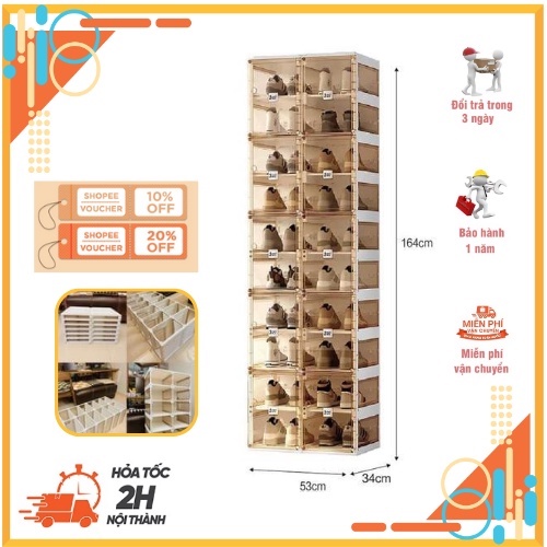Tủ Nhựa Đựng GIày Gấp Gọn Cao Cấp 20 đôi Antbox, Hộp Đựng Đồ Đa Năng, Kệ Đựng giày Dép Gia Đình Kiểu Dáng Mới Nắp Trong