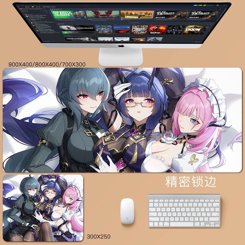Elysia mouse pad Honkai Impact 3 custom Herrscher of Human:Ego keyboard pad goblin Raiden Mei anime Herrscher of Thunder new Herrscher game Bronya Zaychik table pad pink girl