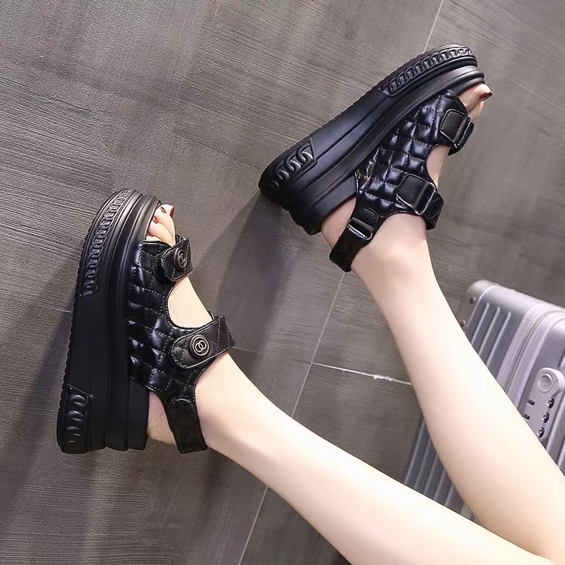 Dép SANDAL ĐỘN ĐẾ 7cm nữ hai quai da siêu hot trẻ trung năng động MSPSD019