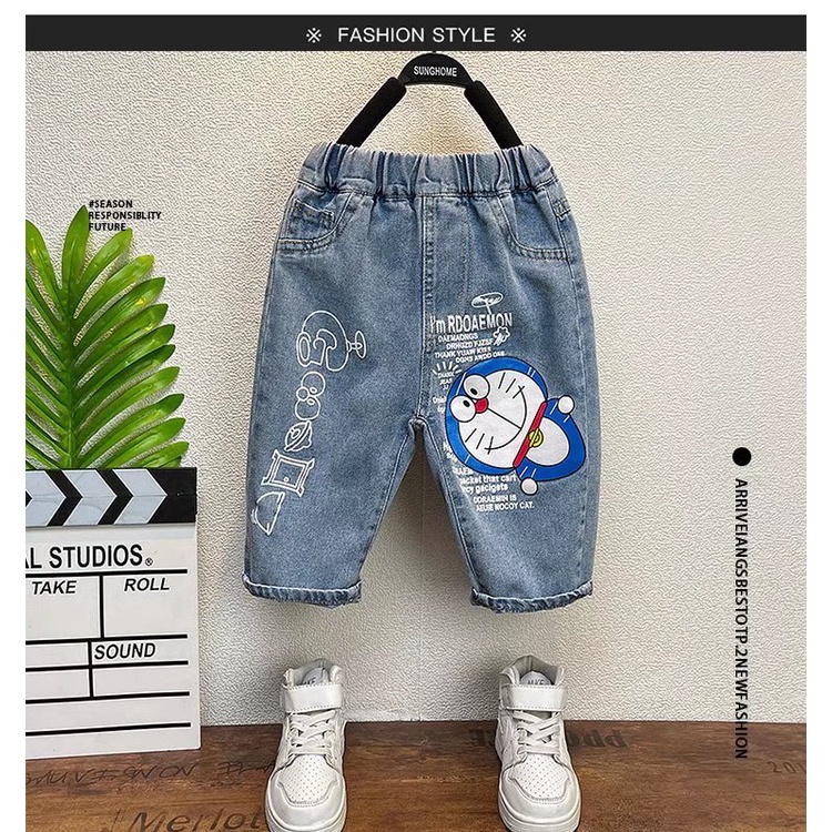 Quần Jean Dài In Hoạt Hình Doraemon Thời Trang Mùa Hè 2023 Cho Bé Trai