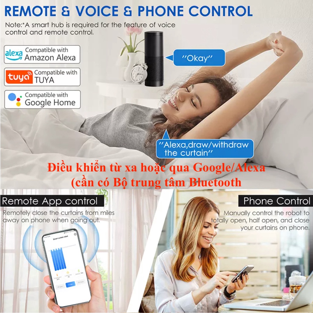 Robot rèm tự động, đóng mở màn cửa / rèm cửa, Bluetooth, App Smart Life / Tuya Smart -
