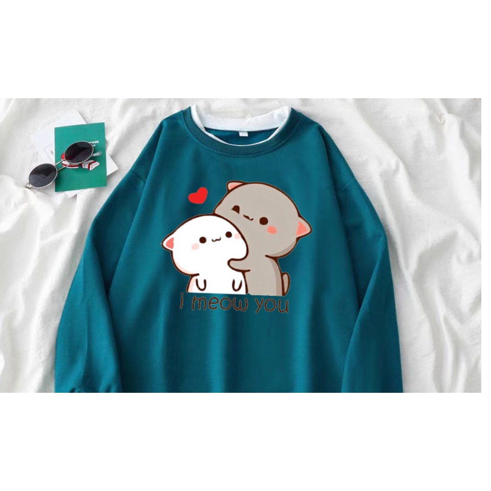 Sét Áo I Meow You Kèm Quần Bomber Hình In 5D Sắc Nét - Bộ Unisex chất nỉ cotton dày dặn