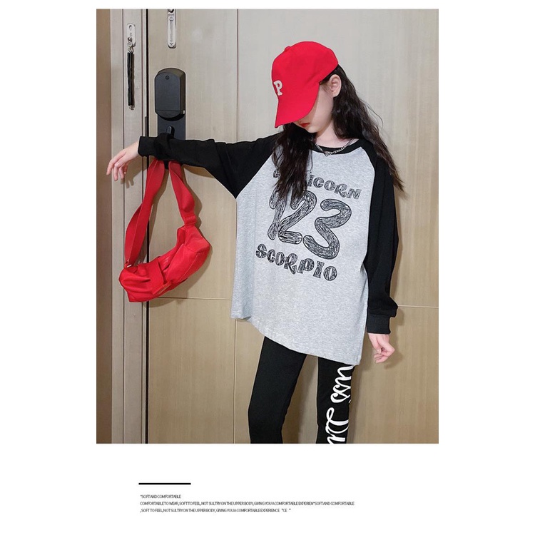 18-52kg Áo thun, áo cotton dài tay  dày dặn stype hàn quốc cao cấp cho bé  gái in 123