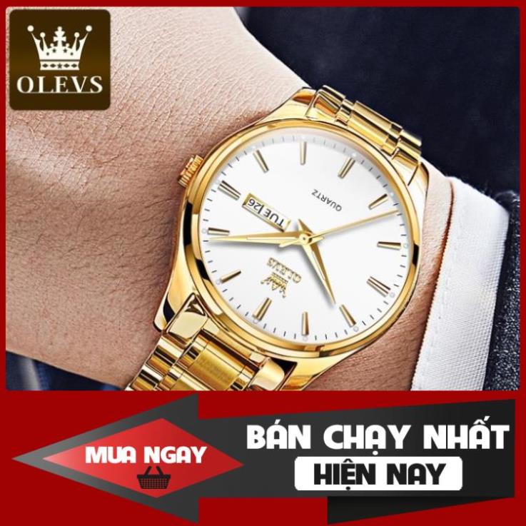 Đồng hồ quartz OLEVS 6898G dây thép không gỉ dạ quang chống nước chính hãng cho nam