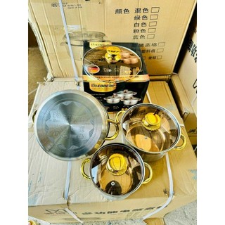 Bộ nồi đức engelberg 3 món,inox,dùng được các loại bếp,dẫn nhiệt tốt tiết kiệm thời gian đun nấu,giá rẻ