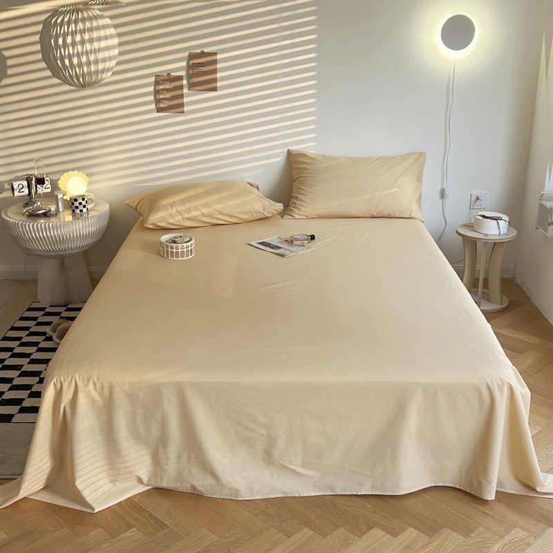 [GÓC TRI ẤN] SET Ga Gối cotton pha đũi Hàn thấm hút tốt (Màu 1)