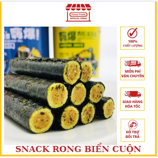 Snack Rong Biển Cuộn Trứng Muối Chà Bông Vị Heo - Tôm - Cá - Hộp To 90gr Siêu Ngon