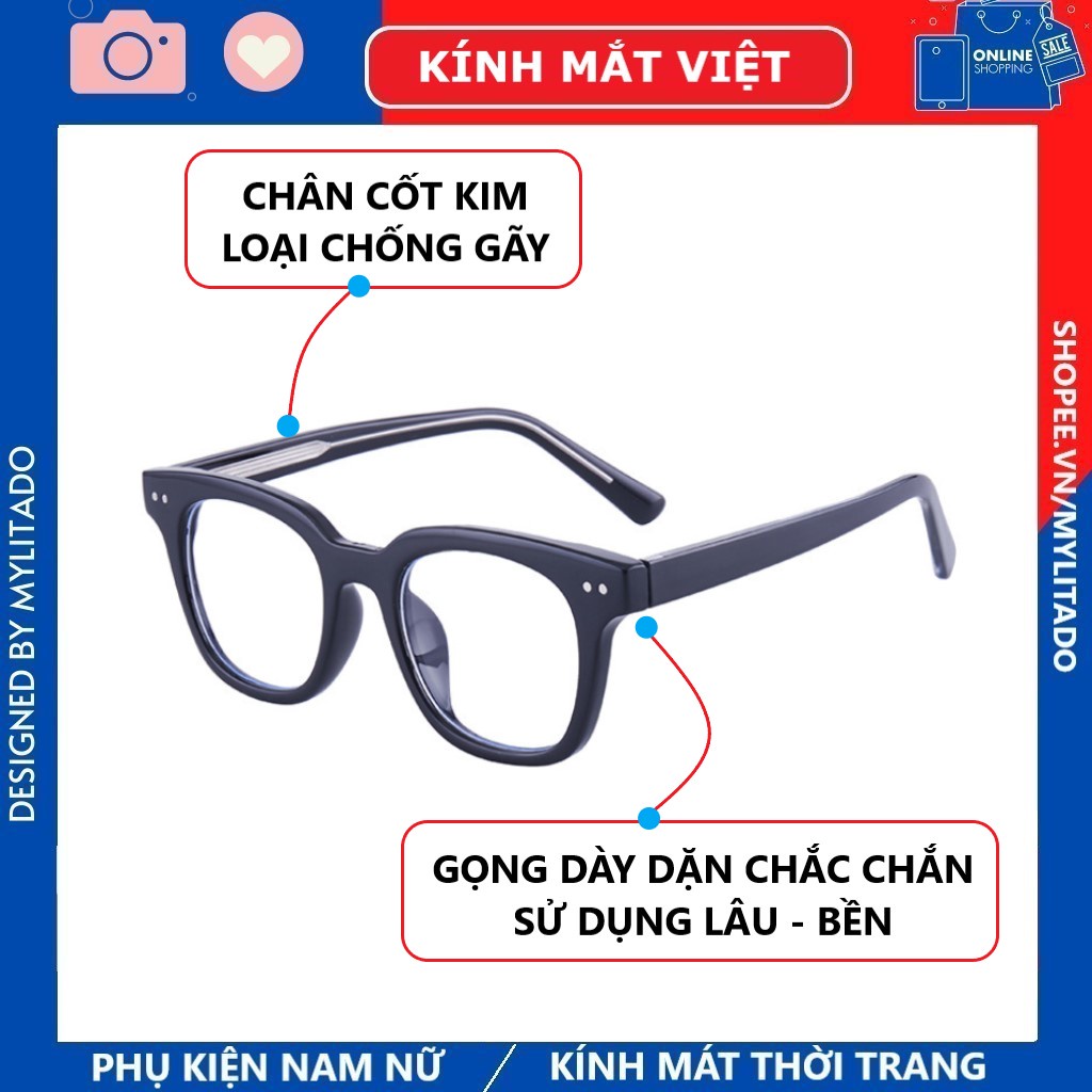 Gọng kính mắt vuông nam nữ South Side 1-1 kim loại cao cấp bền đẹp - thời trang