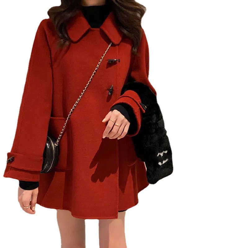 Áo Khoác Len Giả Lông Cừu Dáng Ngắn Cài Nút Kiểu Giáng Sinh Thời Trang Mùa Xuân Mới