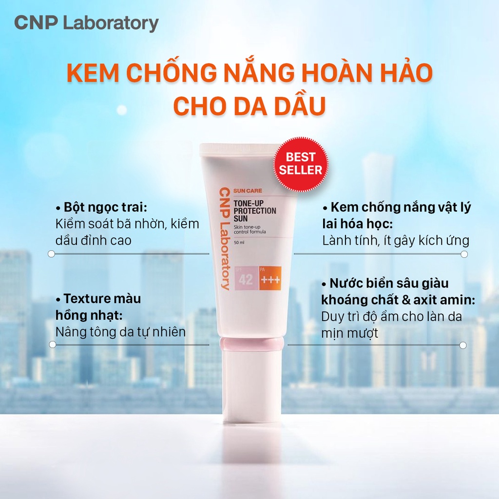 Kem chống nắng nâng tone kiềm dầu CNP Laboratory Tone-Up Protection Sun SPF42/PA+++