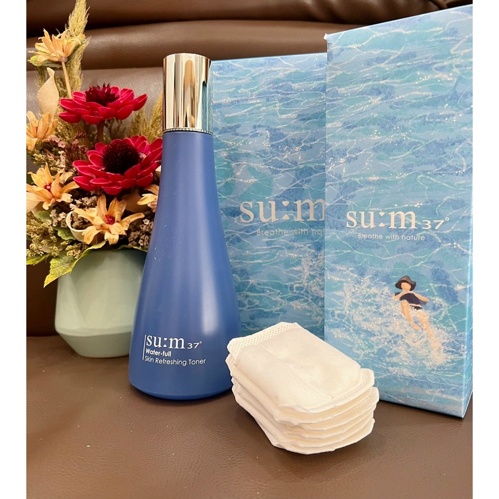 Nước hoa hồng sum xanh cấp nước kiềm dầu - Sum37 Water Full Skin Refreshing Toner 350ml tặng bông tẩy trang