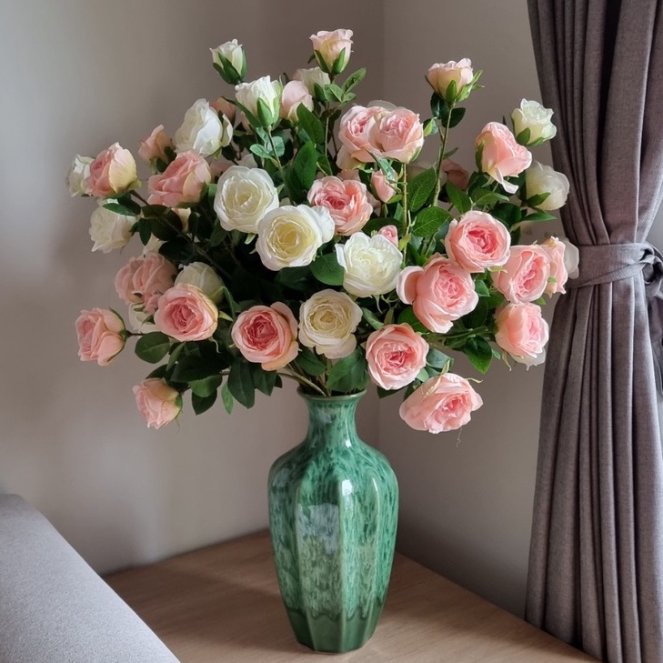 Bình gốm sứ Bát Tràng cao cấp  trang trí ngày Tết - Lọ hoa decor cắm đào, tuyết mai, đào đông đỏ, cành lựu đẹp