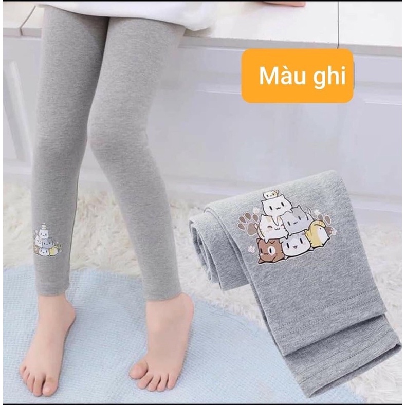 Quần legging bé gái chất liệu cotton dày dặn mùa đông cho bé từ 3-14 tuổi**Maruka Fashion