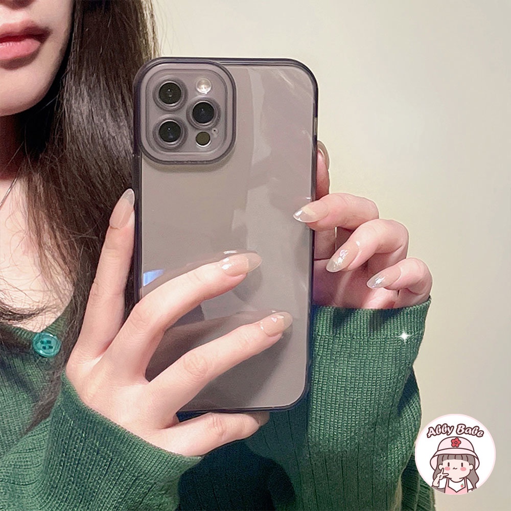Ốp Điện Thoại TPU Mềm Chống Sốc Trong Suốt Viền Đen Đơn Giản Thời Trang Cho IPhone 14 Pro Max 11 7Plus 13 12 11 Pro Max