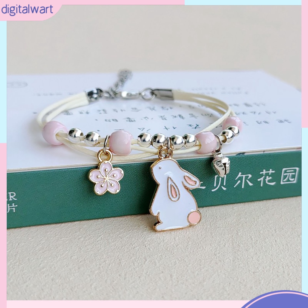 |Đào| Vòng Đeo Tay Tối Giản Bằng Hợp Kim Hình Thỏ Hoạt Hình Xinh Xắn Thời Trang Cho Bé Gái