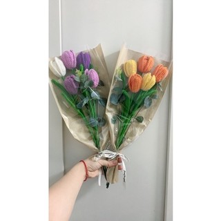 Hoa tulip bằng len handmade trang trí, quà tặng